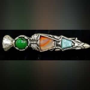 Scottish, Celtic Dirk Pin with Turquoise Agate...pewter